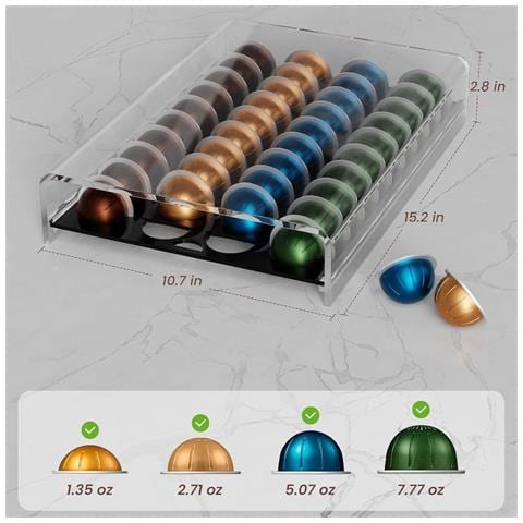 Portacapsule Da Caffè In Acrilico Trasparente Per Nespresso Vertuo - Contiene 40 Capsule - Foto 2