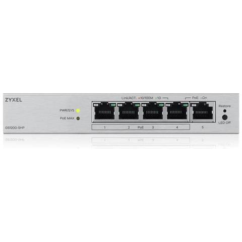 Switch Gigabit Gestito Gs1200-5hp, 5 Porte, V3, Poe (poe+: 4 Porte), 68w - Foto 2