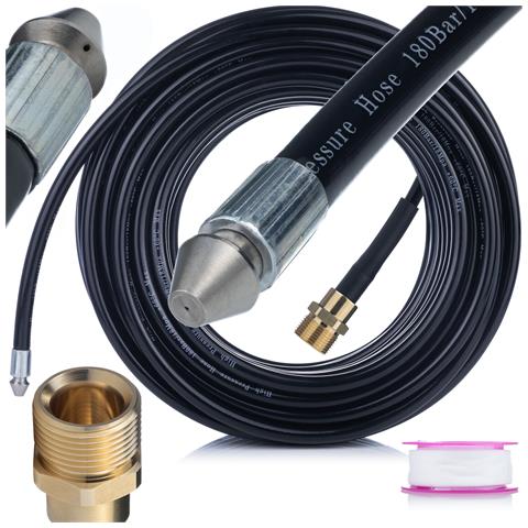 Tubo Per Pulizia Fognature 20m - Compatibile Con Idropulitrici Kärcher, Kranzle | Filettatura M22, Pressione 160 Bar, Resistente E Flessibile - Foto 1