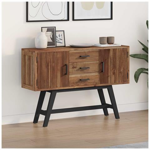 Supporto TV Naturale 110 x 30 x 75 cm Legno di teak solido - Foto 2