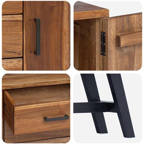 Supporto TV Naturale 110 x 30 x 75 cm Legno di teak solido - Foto 9