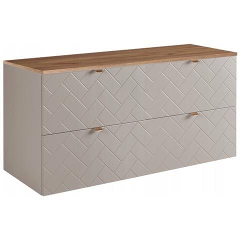 | Mobile sottolavabo 120 cm - Beige Mat - Mobili da bagno - Mobili da bagno - Mobile sottolavabo - Piano di lavoro marrone - Foto 1