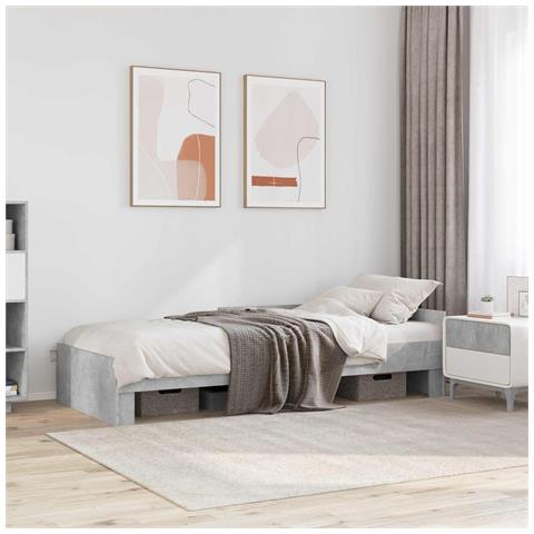 Struttura letto con testata Grigio Cemento 80 x 200 cm - Foto 2