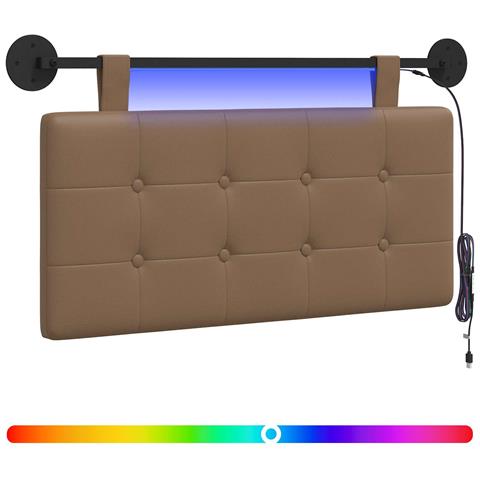 Testiera sospesa Con luce LED Cappuccino Similpelle - Foto 1