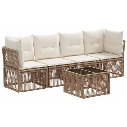 Set Divano da Giardino 5 pcs Beige polyrattan - Foto 1