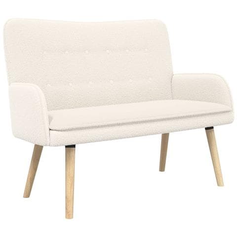 Divano a 2 Posti Crema 115 x 61 x 87 cm Bouclé - Foto 1