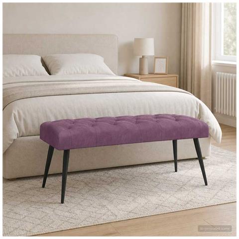 Panchina con bottoni imbottiti Viola 110 x 40 x 46 cm Velluto - Foto 2