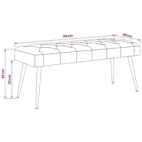 Panchina con bottoni imbottiti Viola 110 x 40 x 46 cm Velluto - Foto 7
