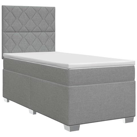 Letto box spring con materasso Grigio Chiaro 90 x 200 cm - Foto 1
