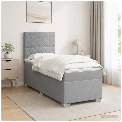 Letto box spring con materasso Grigio Chiaro 90 x 200 cm - Foto 2