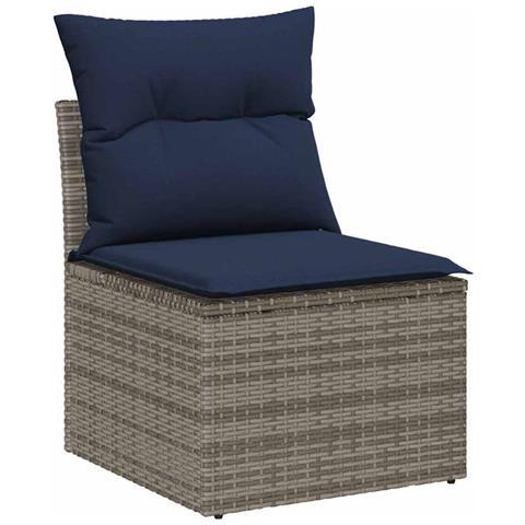Set Divano da Giardino 5 pz 4-Numero di posti Grigio e Blu Navy - Foto 10