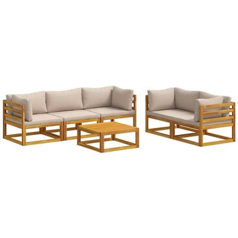 Set di divani 6 pz Naturale Legno di Acacia Massello - Foto 1