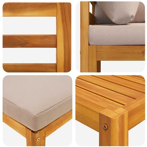 Set di divani 6 pz Naturale Legno di Acacia Massello - Foto 7