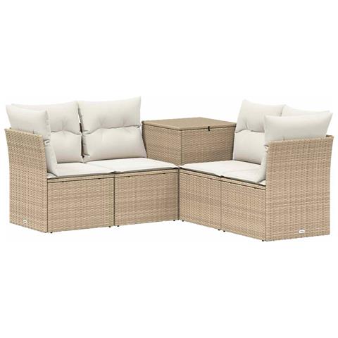 Set di divani 5 pz Beige e Bianco Crema - Foto 1