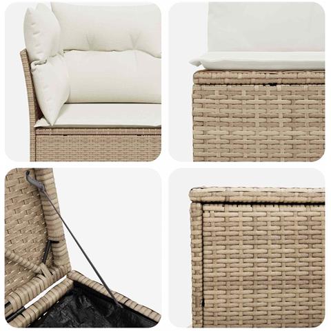 Set di divani 5 pz Beige e Bianco Crema - Foto 10