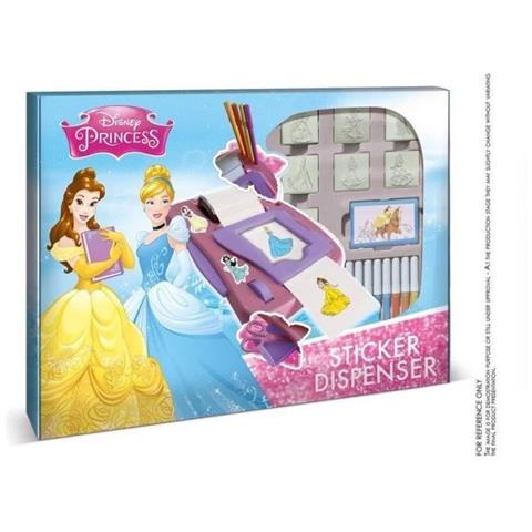 Macchina per Adesivi Disney Princess, Fatto in Italia, 7 Timbri, Album con Pennarelli, Set timbrini Bimbi, in Legno all'e Gomma Naturale Inchiostro Lavabile Atossico, Idea Regalo, Art. 08660 - Foto 1