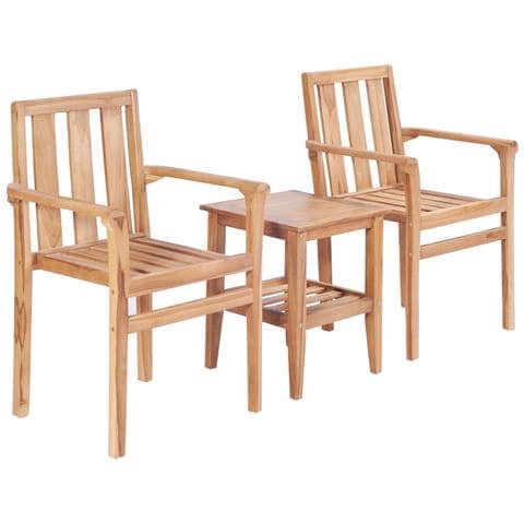 Set Da Bistrò 3 Pz In Legno Massello Di Teak - Foto 1