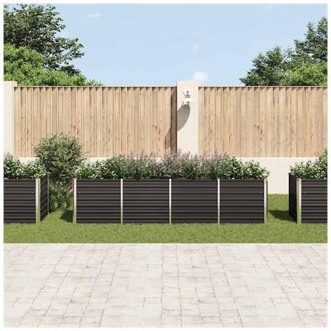 Fioriera Per Giardino Antracite 320x80x77 Cm In Acciaio Zincato - Foto 2