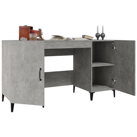 Scrivania Grigio Cemento 140x50x75 Cm In Legno Multistrato - Foto 2