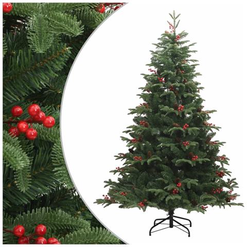 Albero Natale Artificiale Incernierato Con Pigne E Bacche 210cm - Foto 2