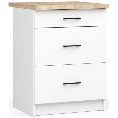 Mobile cucina modulare con piano di lavoro OLIWIA, 3 cassetti, 60x46x85 cm, Colore Bianco - Foto 1