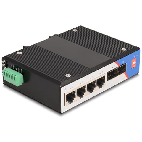 Switch industriale Gigabit Ethernet 4 porte RJ45 2 porte SFP per guida DIN - Foto 2