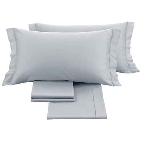 Completo Lenzuola Matrimoniale 100% Raso Cotone Tinta Unita Made Italy Matrimoniale Grigio Perla - Foto 5