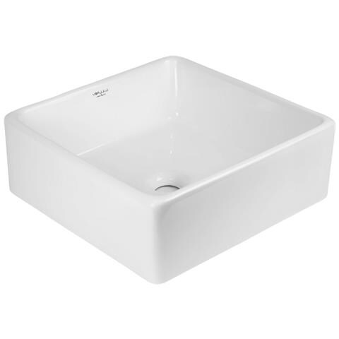 Lavabo Da Appoggio Ceramica Bianco Quadrato Arredo Bagno Lavandino 39x39x14 Cm - Foto 1