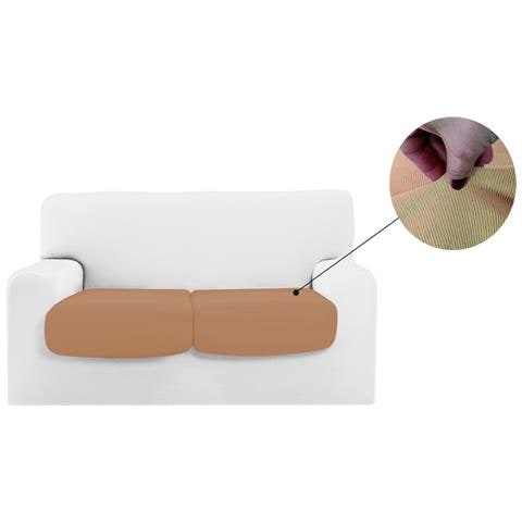 Copridivano Copriseduta Sofà Elasticizzato Tinta Unita Smile Tessuto Millerighe Coppia Seduta Cream - Foto 1