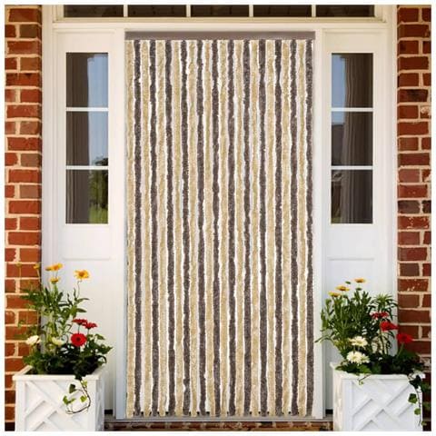 Tenda Antimosche Marrone Scuro E Beige 100x220 Cm In Ciniglia - Foto 1