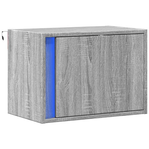 Comodino A Parete Con Luci Led Grigio Sonoma - Foto 3