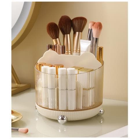Porta Pennelli Da Trucco Girevole Color Crema Caffè Transparent - Foto 1