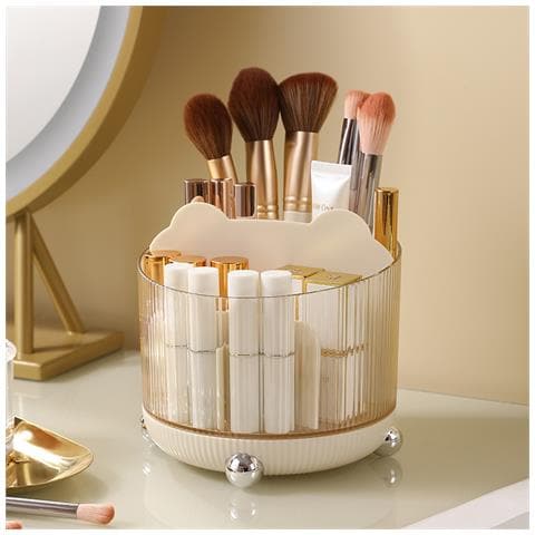 Porta Pennelli Da Trucco Girevole Color Crema Caffè Transparent - Foto 4