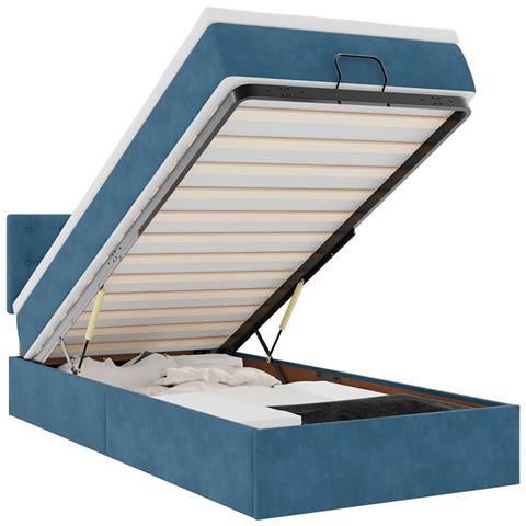 Pouf Letto Con Materasso E Led Blu Scuro 80x200cm In Velluto - Foto 2