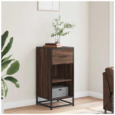 Credenza Rovere Marrone 35,5x35x76 Cm In Truciolato E Metallo - Foto 3