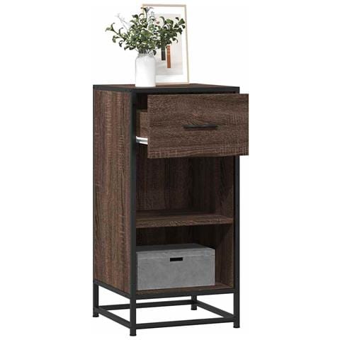 Credenza Rovere Marrone 35,5x35x76 Cm In Truciolato E Metallo - Foto 1