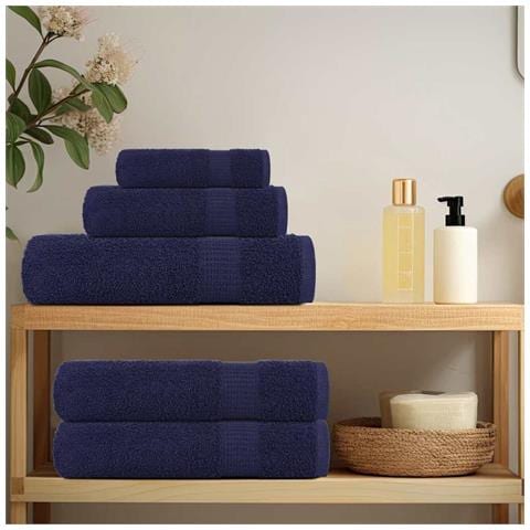 Asciugamani 10 Pz Blu Marino 100x200 Cm 360 G/m 100% Cotone - Foto 3