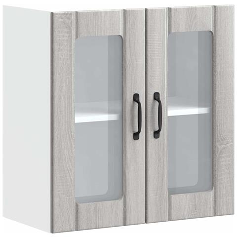 Pensile Da Cucina Con Porta In Vetro Lucca Grigio Sonoma - Foto 2