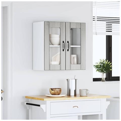 Pensile Da Cucina Con Porta In Vetro Lucca Grigio Sonoma - Foto 3