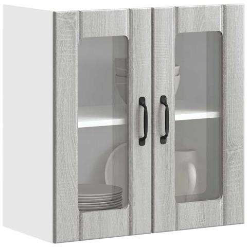 Pensile Da Cucina Con Porta In Vetro Lucca Grigio Sonoma - Foto 1