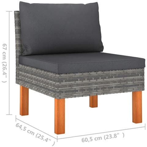 Set Divani Da Giardino 7pz Polyrattan Legno Di Eucalipto Grigio - Foto 8