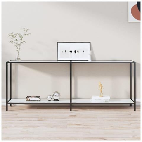 Tavolo Consolle Bianco 200x35x75,5 Cm In Vetro Temperato - Foto 8