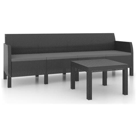 Set Divani Da Giardino 2 Pz Con Cuscini In Rattan Pp Antracite - Foto 1