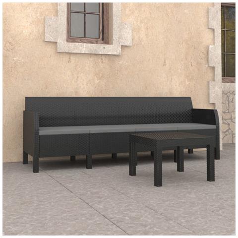 Set Divani Da Giardino 2 Pz Con Cuscini In Rattan Pp Antracite - Foto 8