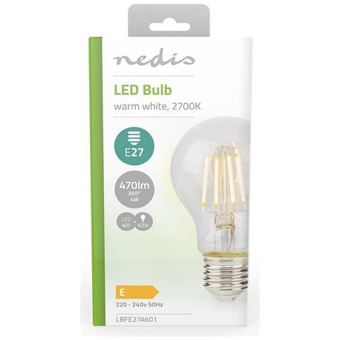 Lampadina E27 Led A Filamento Retrò A60 A Risparmio Energetico Da 4w, Trasparente - Foto 2