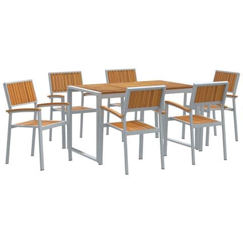 Set da Pranzo da Giardino in 7 Pezzi in Legno Massello di Acacia e Metallo - Foto 1