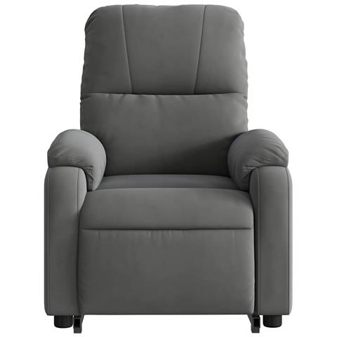 Poltrona a Rialzo Reclinabile Massaggi Grigio Scuro Microfibra - Foto 9