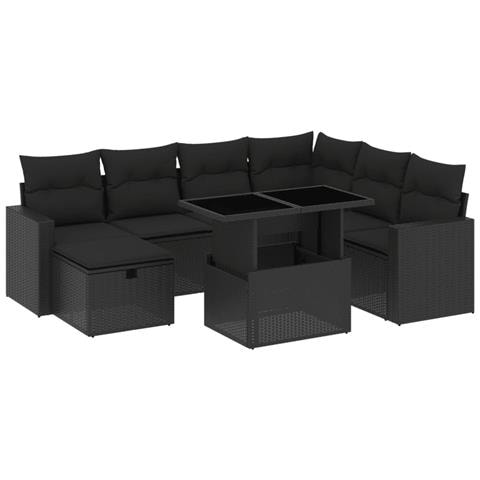 Set Divani da Giardino con Cuscini 8 pz Nero in Polyrattan - Foto 1