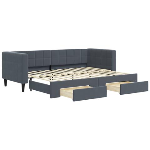 Divano Letto Estraibile Cassetti Grigio Scuro 80x200cm Velluto - Foto 1