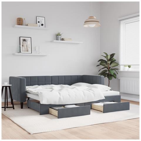 Divano Letto Estraibile Cassetti Grigio Scuro 80x200cm Velluto - Foto 2
